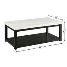 Rectangular White Coffee Table with Casters and Durable Shelf for Storage