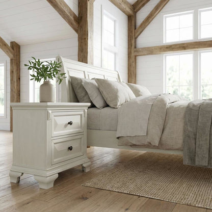 Antique White Nightstand with Usb Port and Spacious Storage