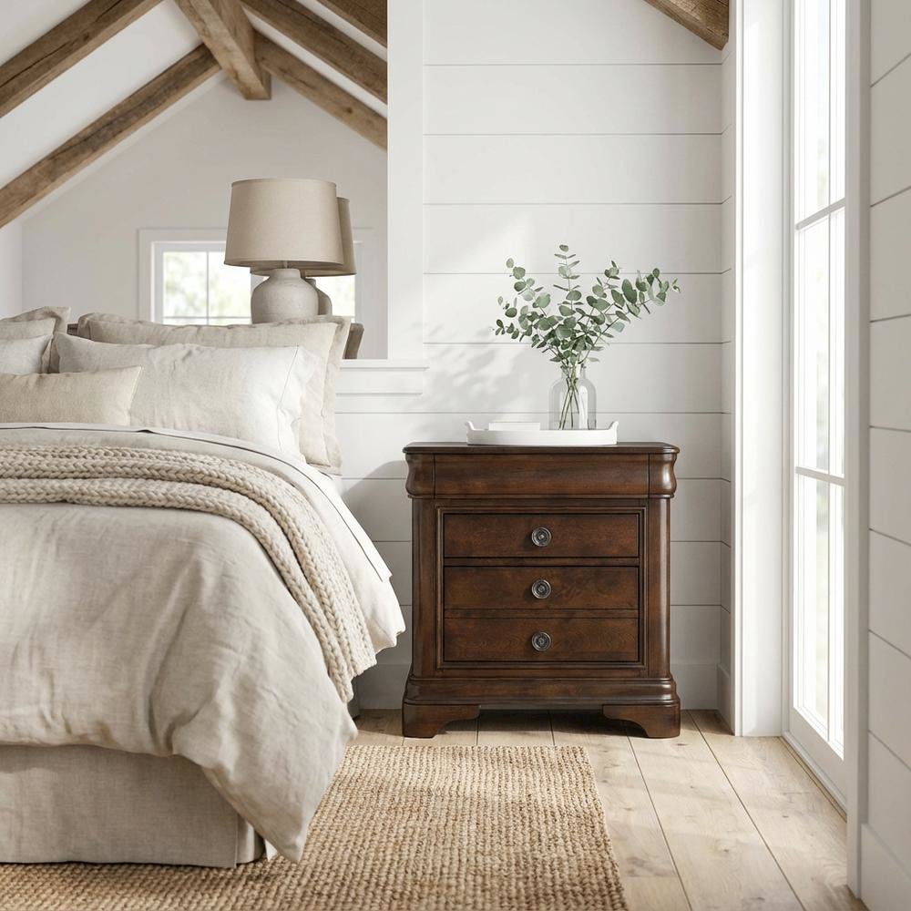Cherry Finish Traditional Nightstand with Finger Joint Construction