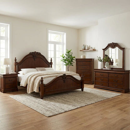 Cherry Finish Nightstand with 3 Drawers for Bedroom Storage