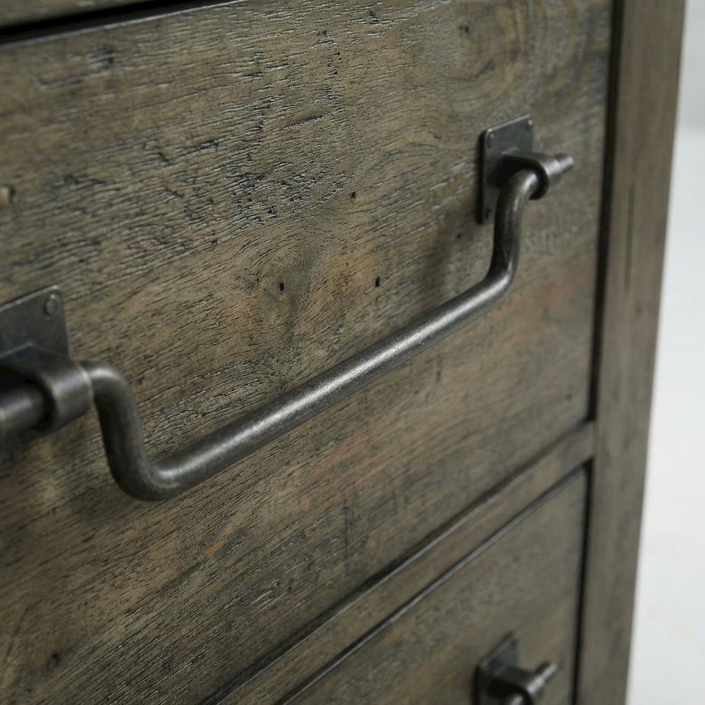 Gray Nightstand, Usb Port Featuring Farmhouse Style, Finger Joint Construction