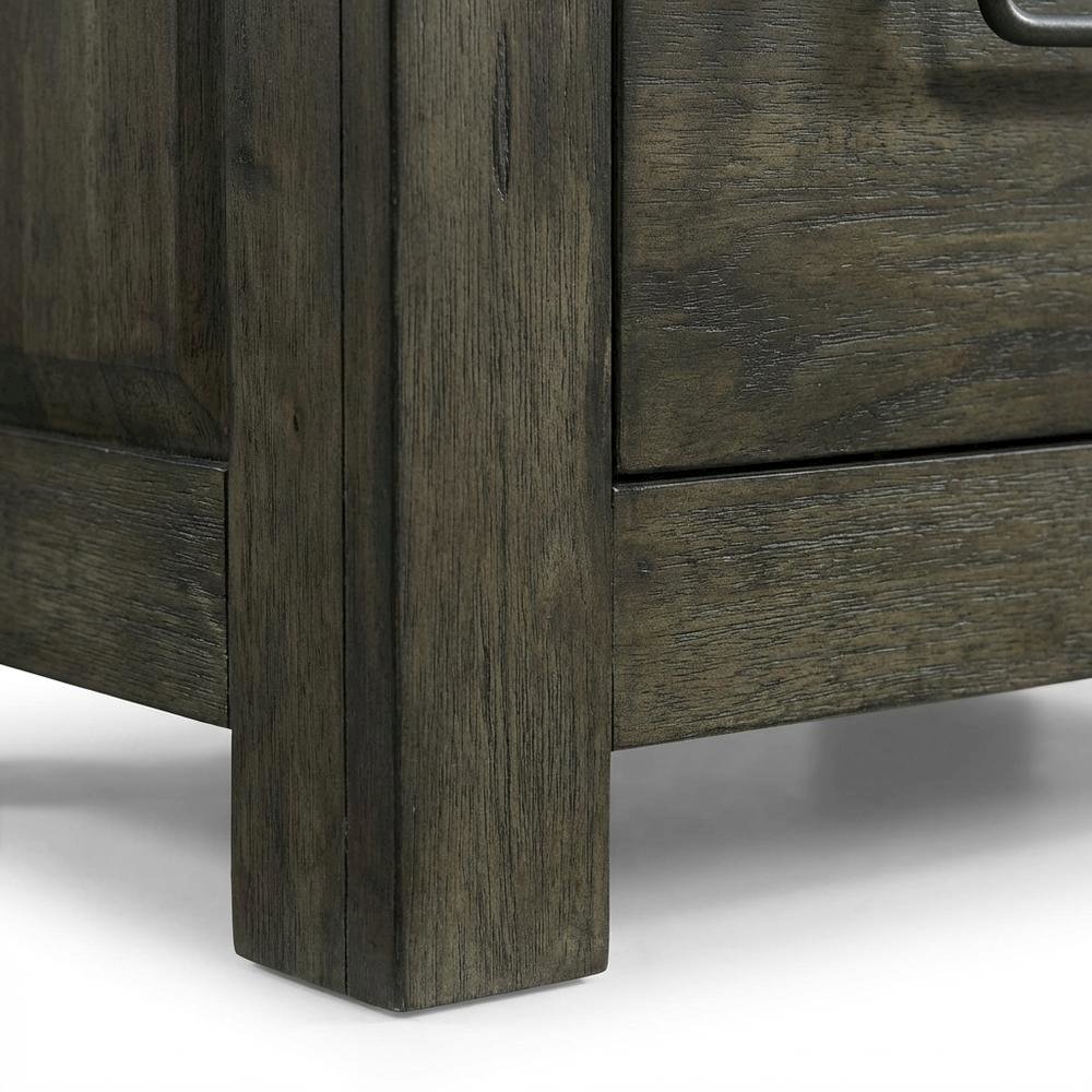 Gray Nightstand, Usb Port Featuring Farmhouse Style, Finger Joint Construction
