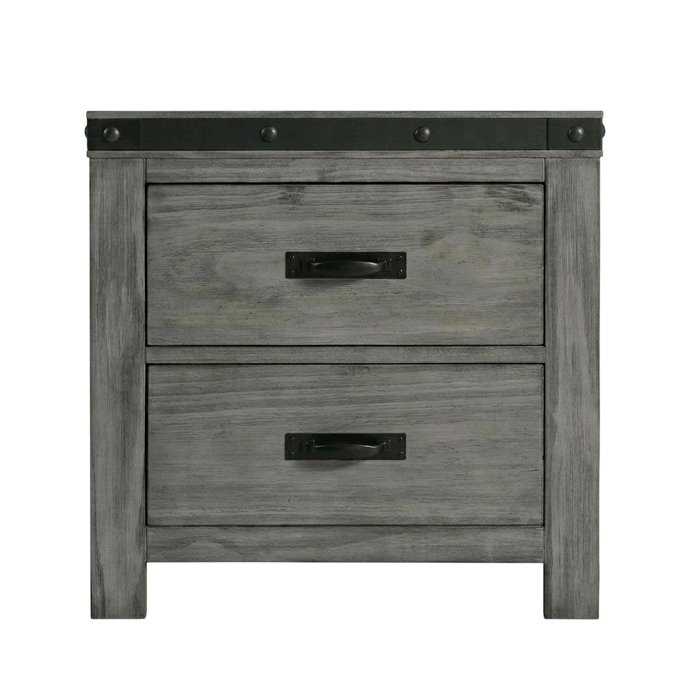 2-Drawer Nightstand with Dovetail Drawers, Transitional Bedside Table,Gray
