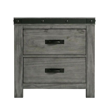 2-Drawer Nightstand with Dovetail Drawers, Transitional Bedside Table,Gray