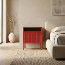 Modern Nightstand with USB Charging Port, Accent Bedside Table for Bedroom,Red