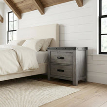2-Drawer Nightstand with Dovetail Drawers, Transitional Bedside Table,Gray
