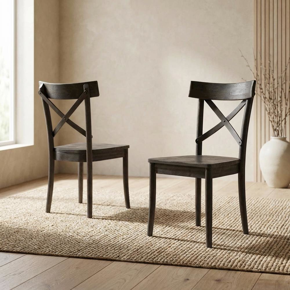 Farmhouse Wooden Side Chair, Rustic Dining Accent Chair for Kitchen Room,Brown