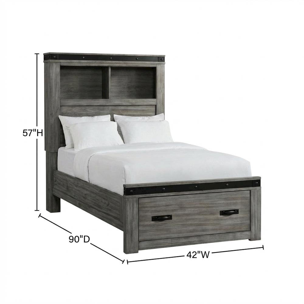 Twin Platform Storage Bed with Drawers, Transitional Youth Bed for Bedroom,Gray