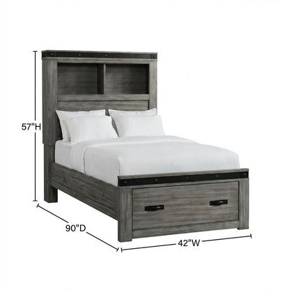 Twin Platform Storage Bed with Drawers, Transitional Youth Bed for Bedroom,Gray