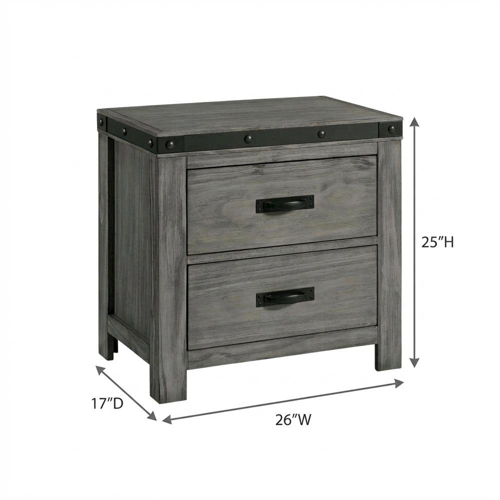 2-Drawer Nightstand with Dovetail Drawers, Transitional Bedside Table,Gray