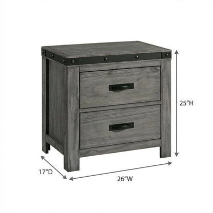 2-Drawer Nightstand with Dovetail Drawers, Transitional Bedside Table,Gray