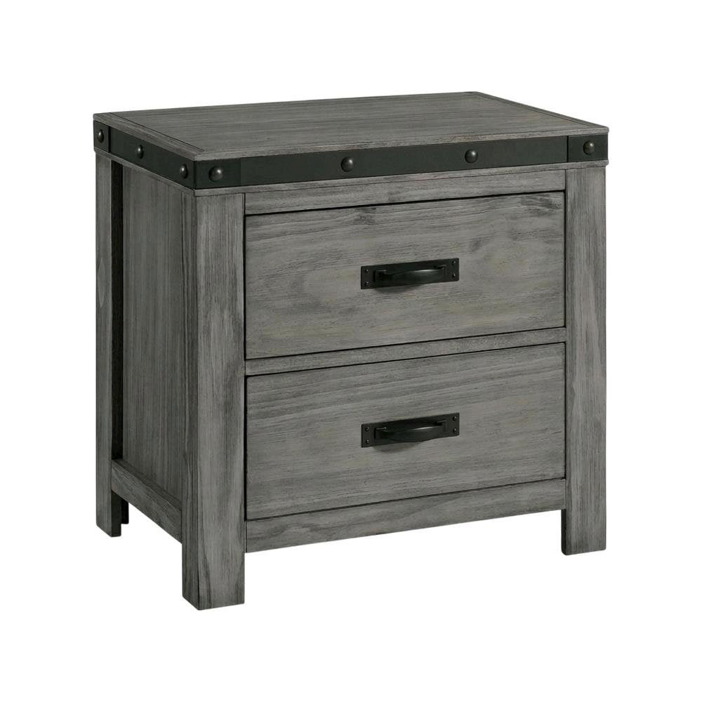 2-Drawer Nightstand with Dovetail Drawers, Transitional Bedside Table,Gray