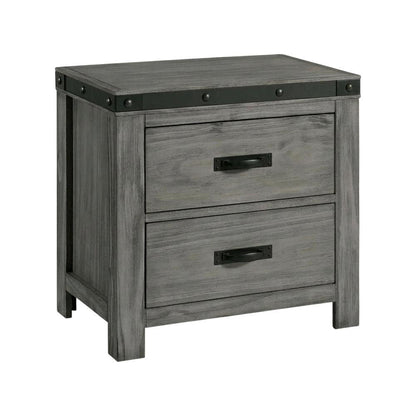2-Drawer Nightstand with Dovetail Drawers, Transitional Bedside Table,Gray