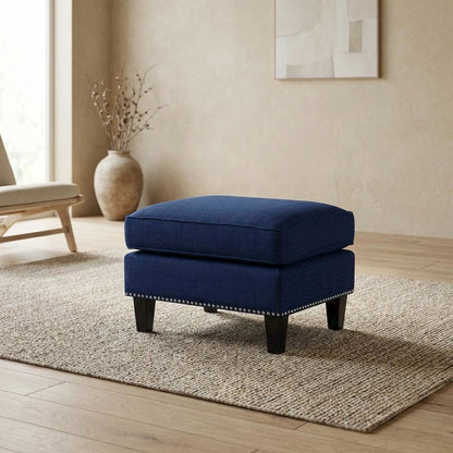 Upholstered Ottoman Footrest, Traditional Foam Seat Accent for Living Room,Brown