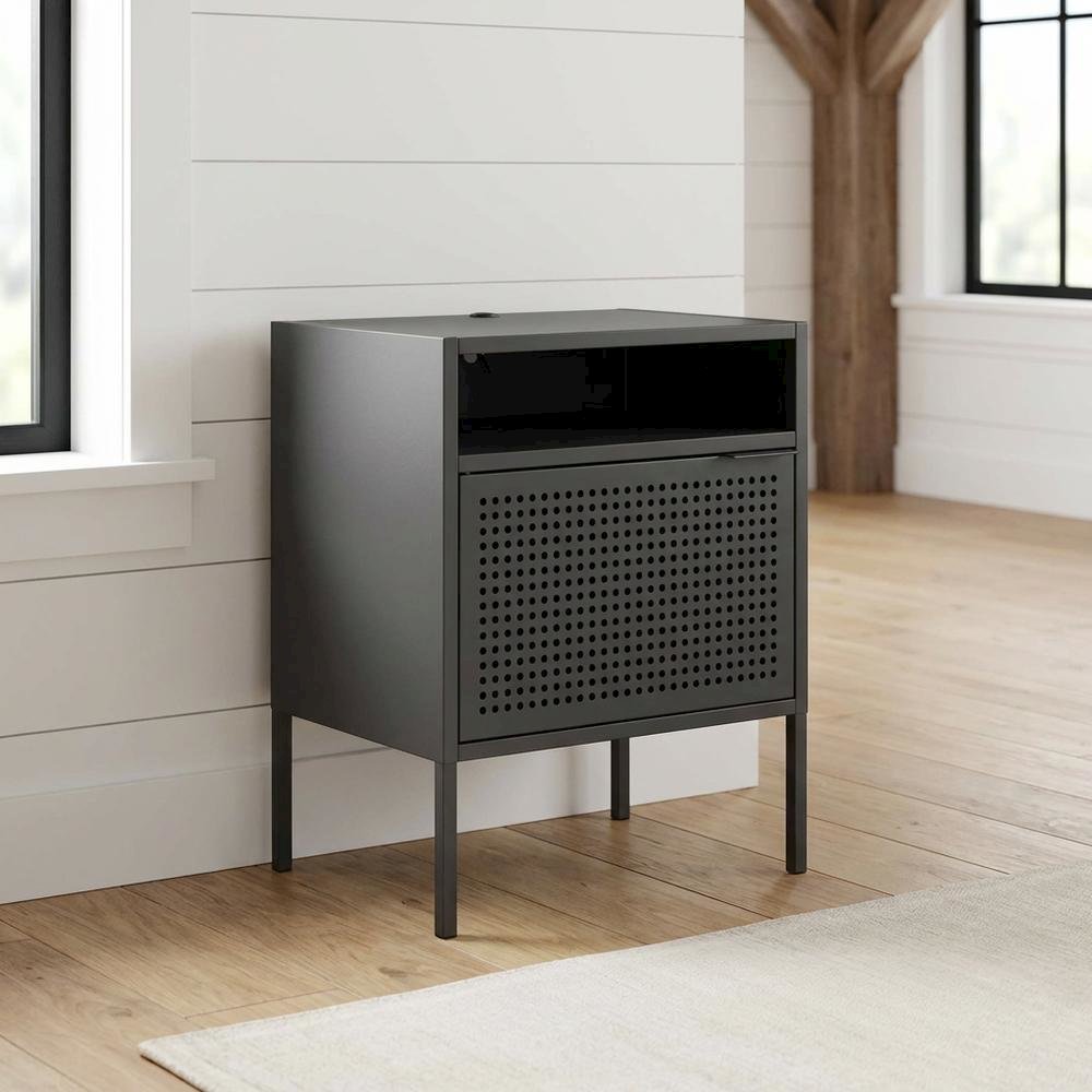 Modern Nightstand with USB Charging Port, Bedside End Table for Bedroom,Gray