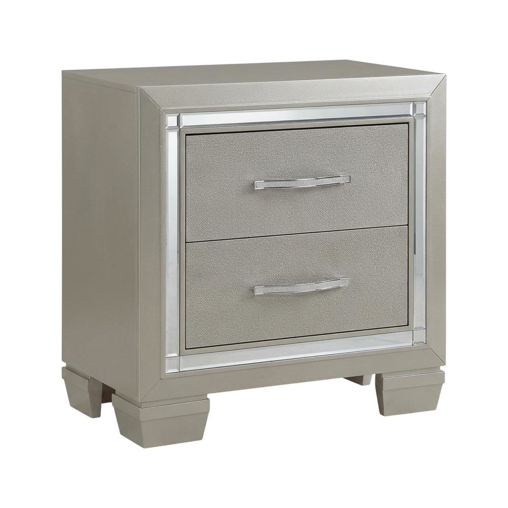 Glam Champagne Nightstand with Finger Joint Drawer Construction, Ball Ing Glide