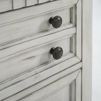 Antique White Nightstand with Usb Port and Two Drawers for Bedroom