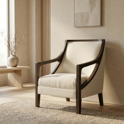 Transitional Upholstered Accent Chair with Spring Seat for Living Room,Brown