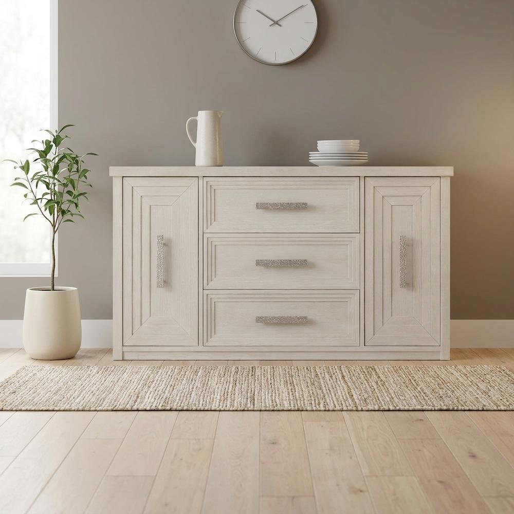 Oak Buffet Cabinet Sideboard with Storage, Credenza, Dining Room, Antique White
