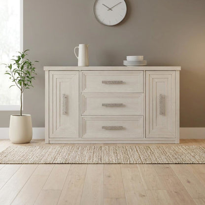 Oak Buffet Cabinet Sideboard with Storage, Credenza, Dining Room, Antique White