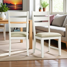 Elegant Ladder Back Side Chairs for Dining Room, Natural and White Finish