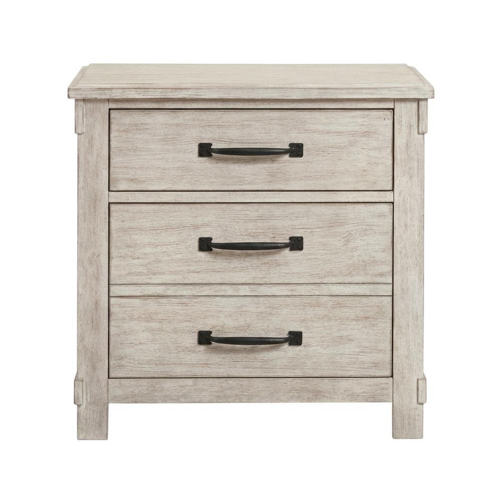 2-Drawer Nightstand with USB Ports, Farmhouse Bedside Table for Bedroom,White