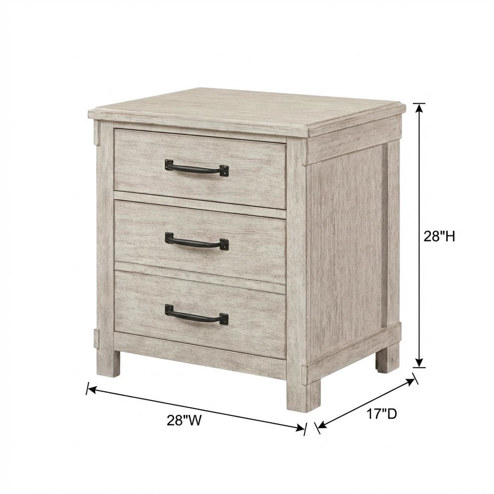 2-Drawer Nightstand with USB Ports, Farmhouse Bedside Table for Bedroom,White