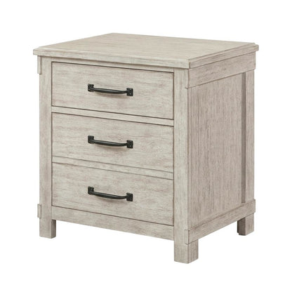 2-Drawer Nightstand with USB Ports, Farmhouse Bedside Table for Bedroom,White