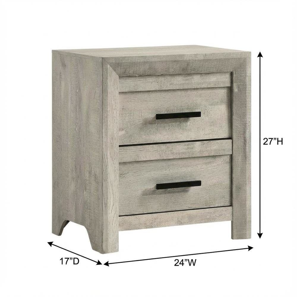 White 2-Drawer Nightstand with French Dovetail Construction, Transitional Style