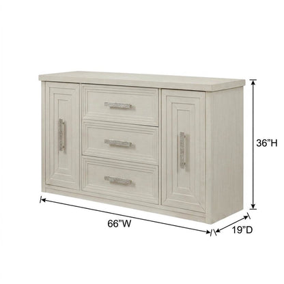 Oak Buffet Cabinet Sideboard with Storage, Credenza, Dining Room, Antique White