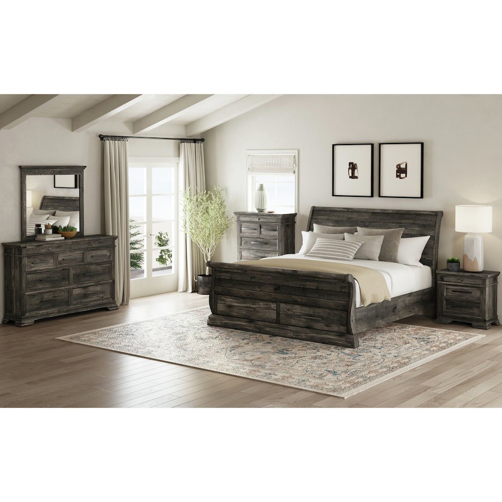 Park Ridge King Sleigh Storage 3PC Bedroom Set in Charcoal