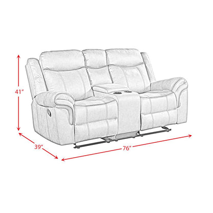 Tasso 3PC Living Room Set in FB367 Charcoal-Sofa, Loveseat & Recliner