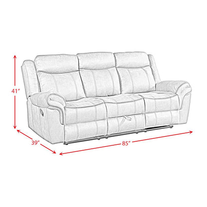 Tasso 3PC Living Room Set in FB367 Charcoal-Sofa, Loveseat & Recliner