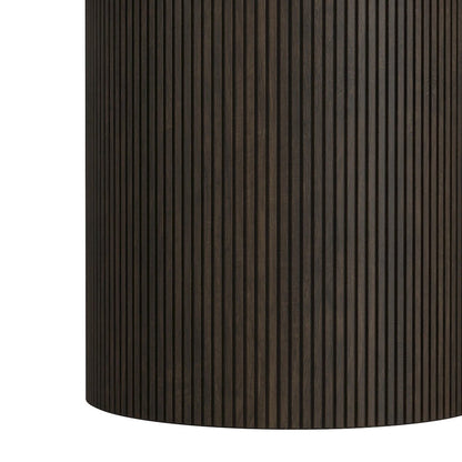 Sylvie Round Coffee Table with White Faux Marble Top and Base in Dark Brown