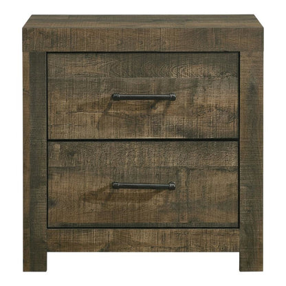 2-Drawer Nightstand with Storage, Farmhouse Bedside Table for Bedroom,Brown