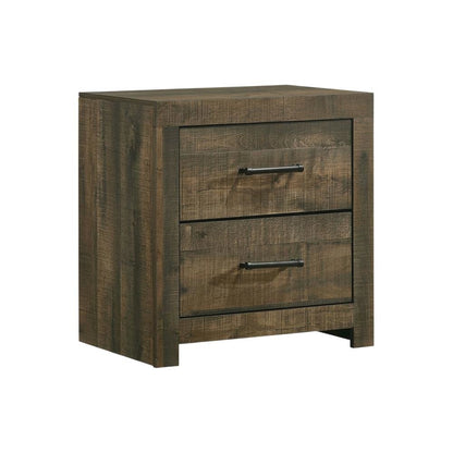2-Drawer Nightstand with Storage, Farmhouse Bedside Table for Bedroom,Brown
