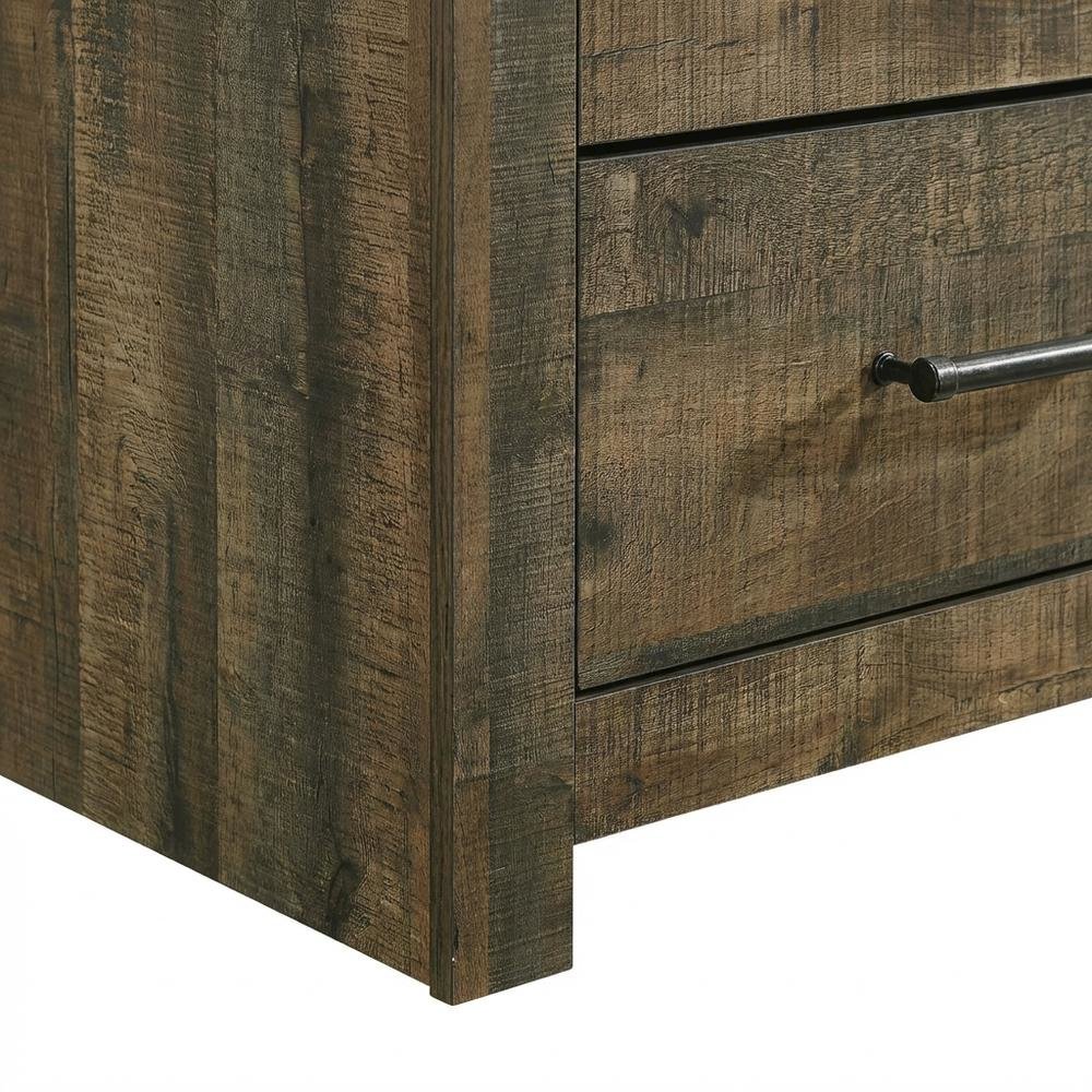 2-Drawer Nightstand with Storage, Farmhouse Bedside Table for Bedroom,Brown