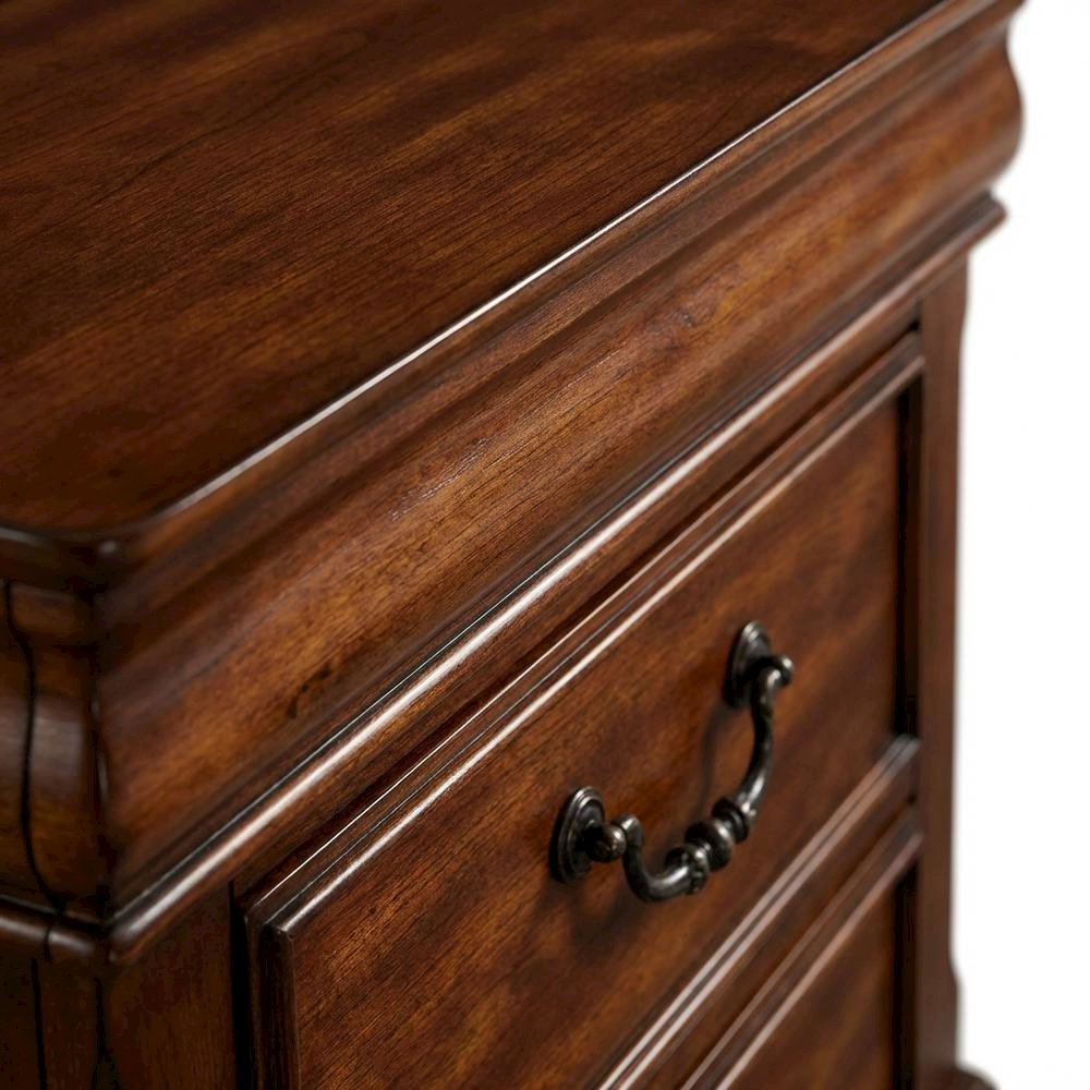 Cherry Finish Nightstand with 3 Drawers for Bedroom Storage