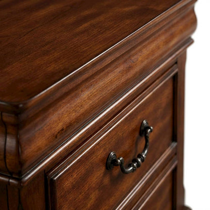 Cherry Finish Nightstand with 3 Drawers for Bedroom Storage