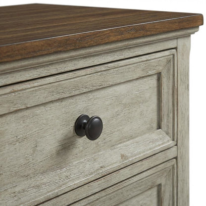 Medium Brown Nightstand with Usb and Farmhouse Style