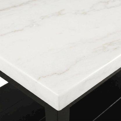 Marble Top Rectangle Coffee Table, Transitional Cocktail Table,White