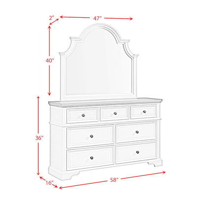 Ulysses Youth Dresser and Mirror Set in Brown and White