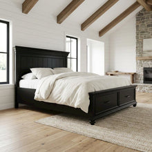 King Platform Storage Bed with Drawers, Traditional Wood Bed Frame,Black