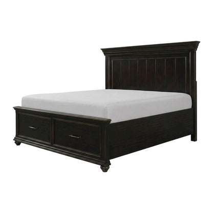 King Platform Storage Bed with Drawers, Traditional Wood Bed Frame,Black