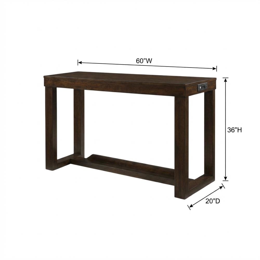 Transitional Bar Table with Shelf, Multi Counter Height Dining Table,Brown