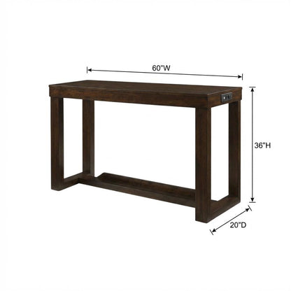 Transitional Bar Table with Shelf, Multi Counter Height Dining Table,Brown