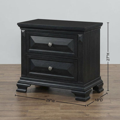 Black Nightstand with Usb Port, Traditional Style, Spacious Drawer Storage
