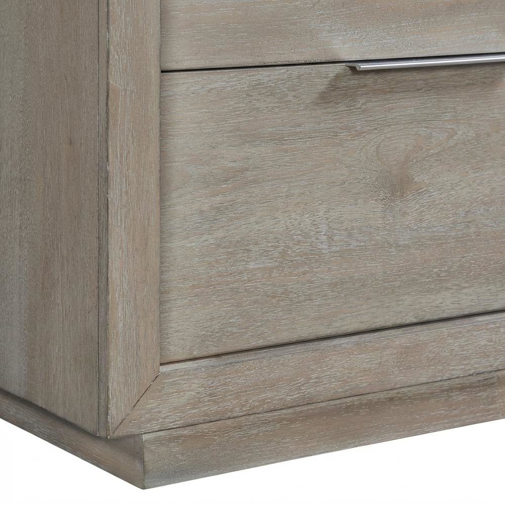 Grey 2-Drawer Nightstand with Usb Charging Port in Modern Style