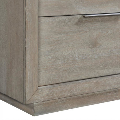 Grey 2-Drawer Nightstand with Usb Charging Port in Modern Style