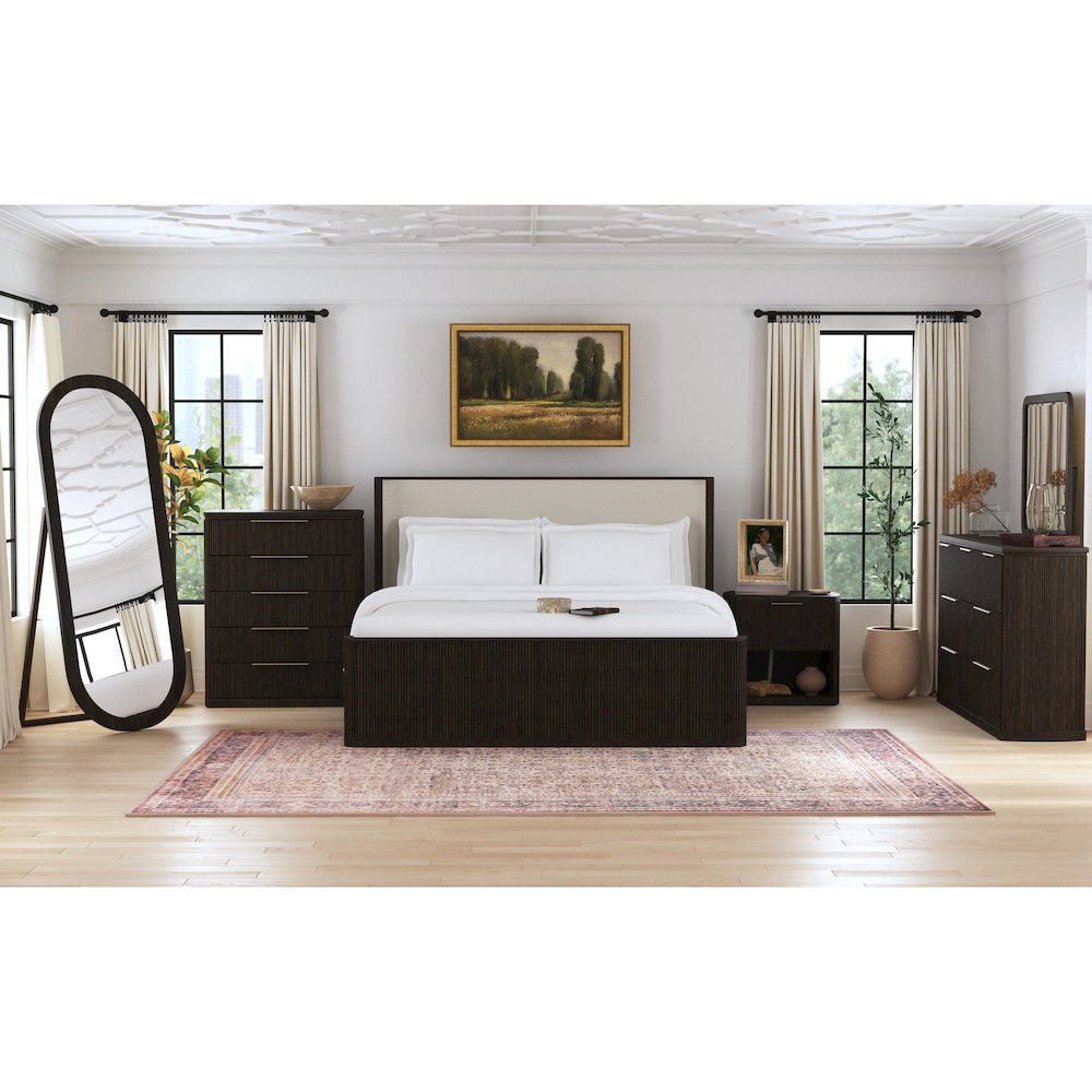 Sylvie 1-Drawer Nightstand with Touch Light in Dark Brown LED